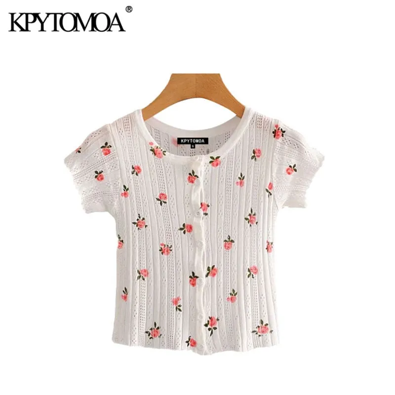 Women 2020 Sweet Fashion Floral Print Cropped