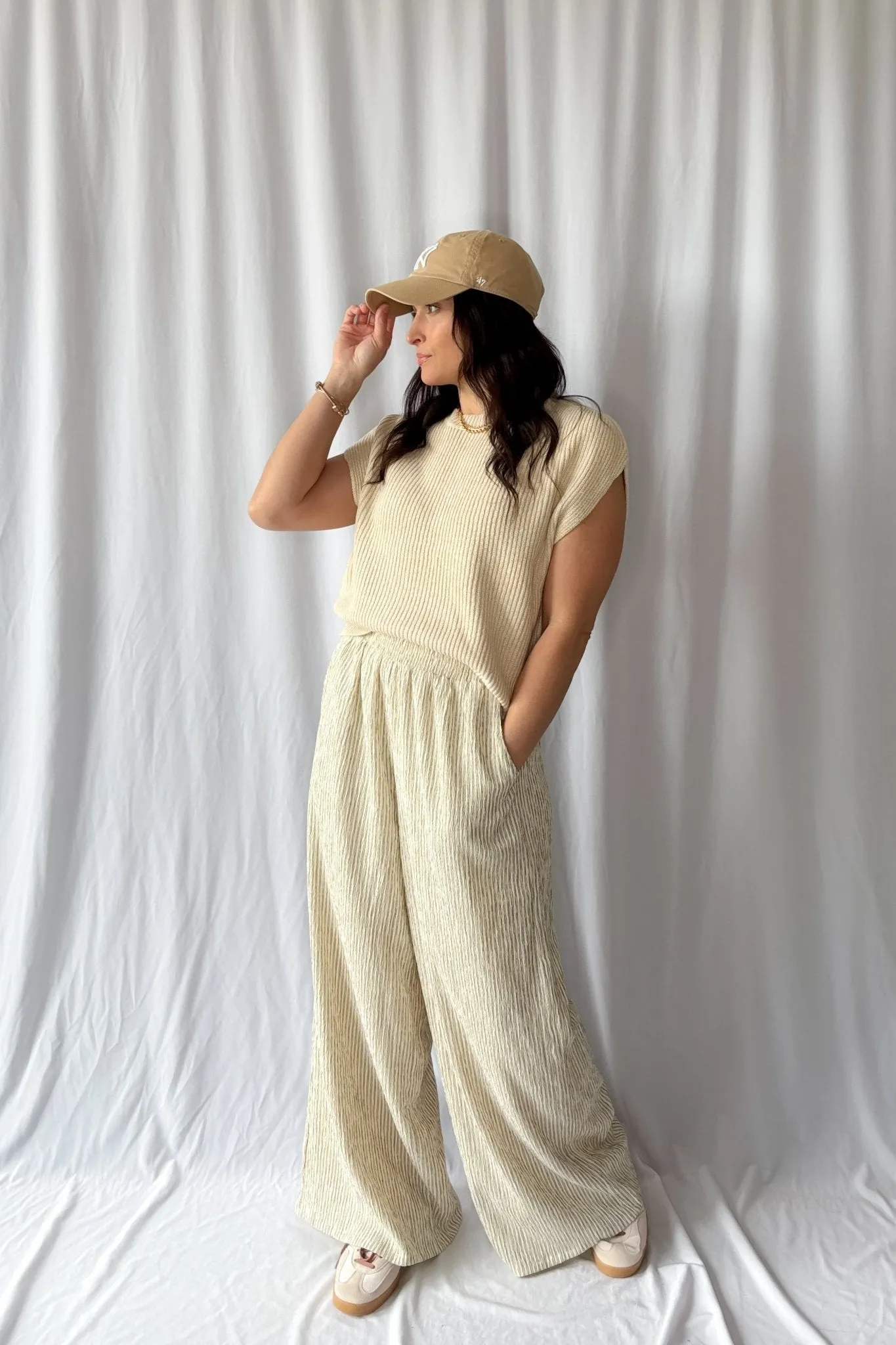 Women's Soft Wide-Leg Lounge Pants with Pockets | Cream