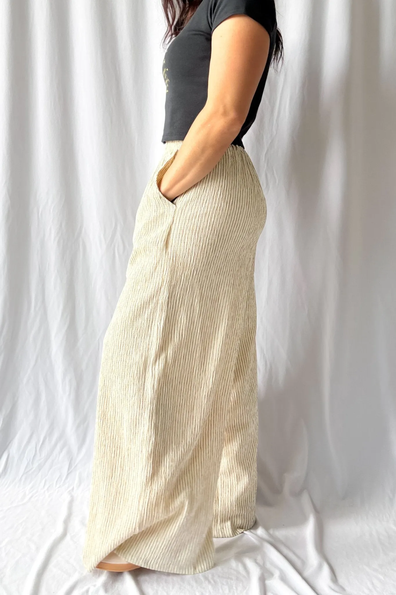 Women's Soft Wide-Leg Lounge Pants with Pockets | Cream